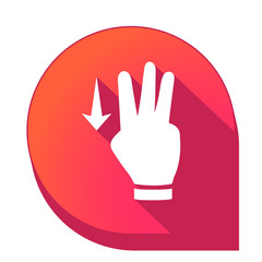 ikona z długim cieniem na tle strzałki pinezki