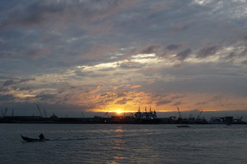 cloudy sky sea dawn sunset background