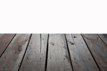 Hardwood floor terrace with white wall background.