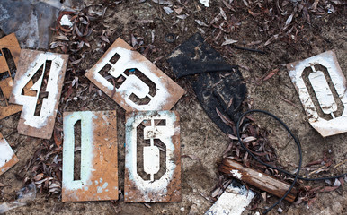 Old metal stencils with figures