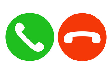 Answer and decline phone call buttons. Green and red. Vector. - obrazy, fototapety, plakaty