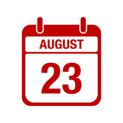 Fototapeta premium 23 August calendar red icon. twenty three