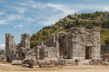 Fototapeta na wymiar Ruins of the ancient town Kaunos, Turkey