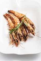grilled prawns isolated