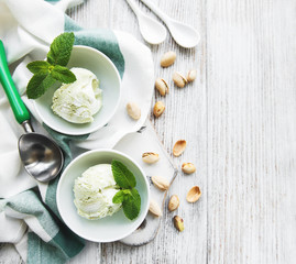 pistachio ice cream and mint