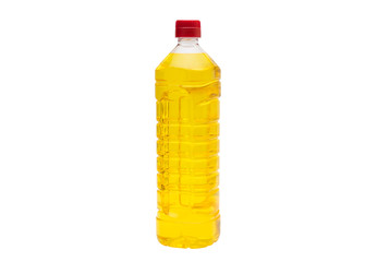 Bottle of cooking oil isolated on white.
