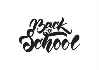 Vector illustration: Handwritten lettering composition of Back to School on white background.
