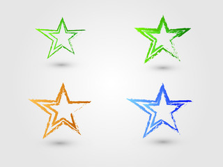A set of colorful star sign logo with shadow on white background vector illustration