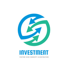 Arrows in circle - vector logo template concept illustration. Abstract geometric business sign. Exchange icon. Creative design element. 