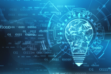 Bulb future technology, innovation background, creative idea concept, artificial intelligence Concept background
