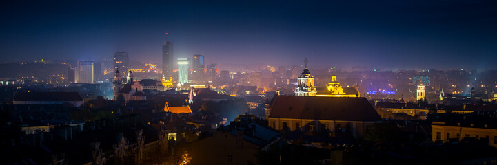 Panorama of the business centre of Vilnius city. Lithuania.
