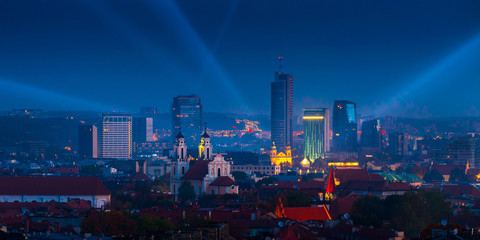 Panorama of the business centre of Vilnius city. Lithuania.