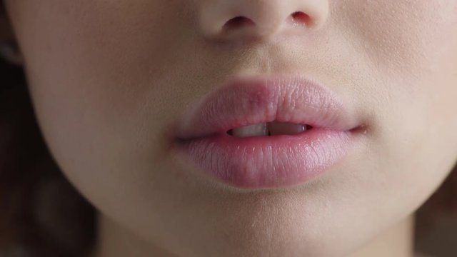 close up young woman soft lips healthy perfect skin