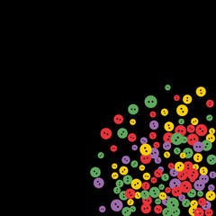 Festive Background with Colorful buttons. Trendy Pattern for Postcard, Print, Banner or Poster. Vector