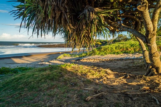 Bundaberg Beach At Sunset In Queensland, Australia