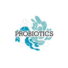 Probiotics logo. Bacteria logo. Concept of healthy nutrition ingredient for therapeutic purposes. Simple flat style trend modern logotype graphic design isolated