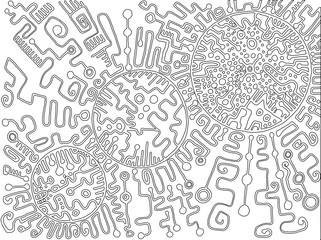 Coloring page abstract pattern, maze of ornaments.