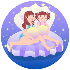 ナイトプールを楽しむ女の子たち