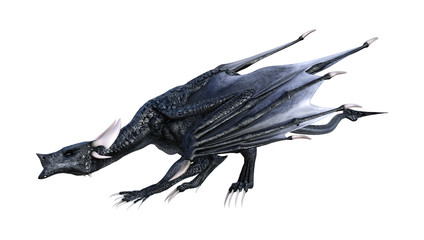 3D Rendering Fantasy Dragon on White