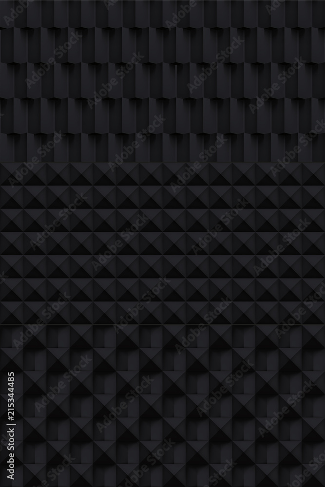 Poster volume realistic vector cubes texture set, black geometric pattern, design dark background for you p