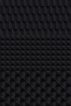 Volume realistic vector cubes texture set, black geometric pattern, design dark background for you projects 