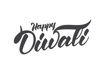 Handwritten lettering composition of Happy Diwali. Vector illustration.