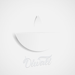 Greeting paper background with Handwritten lettering of Diwali. Vector illustration.