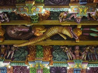 Obraz premium Ancient Hindu Pathirakali Amman temple in Trincomalee, Sri Lanka. Temple was built in honor of the goddess Badrakali (Bhadrakali)