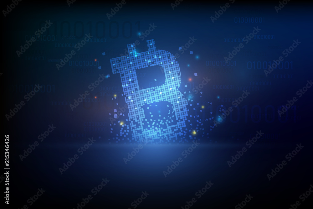 Poster digital bitcoin crypto currency vector background. bitcoin vector illustration background