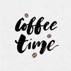 Coffee Time Brush Lettering Calligraphy Phrase Vector Text