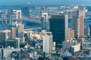 東京湾岸　ビル群とレインボーブリッジ