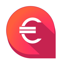 ikona z długim cieniem na tle strzałki pinezki