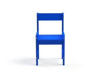 Little child wooden chair on a white background. 3D-model rendering chair.