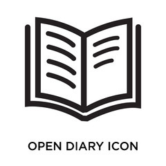 Open diary icon vector sign and symbol isolated on white background, Open diary logo concept