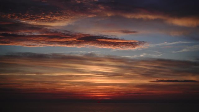 Sunset above the Baltic sea cape Kolka Latvia
