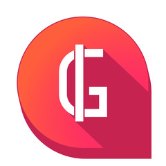 ikona z długim cieniem na tle strzałki pinezki