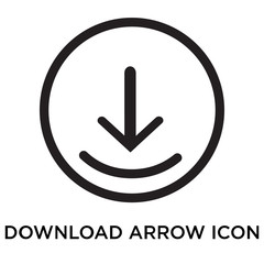 Download arrow icon vector sign and symbol isolated on white background, Download arrow logo concept