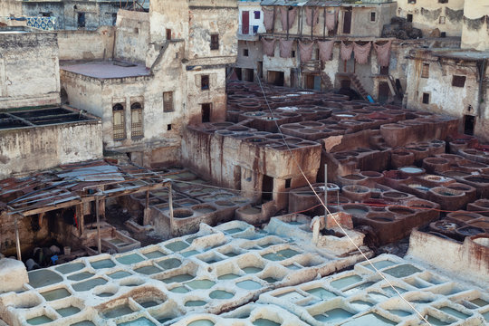 Leather tannery in Fez, Morocco