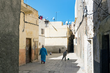 Street scene in the old Medina of Fez, Morocco
