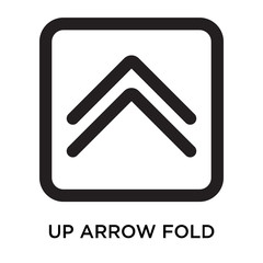 Up arrow fold button icon vector sign and symbol isolated on white background, Up arrow fold button logo concept