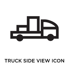 Truck side view icon vector sign and symbol isolated on white background, Truck side view logo concept