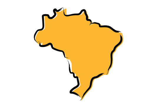 Stylized orange sketch map of Brazil