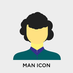 Man icon vector sign and symbol isolated on white background, Man logo concept