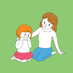 Cartoon cute  girl crying, Don't want to go to school vector.
