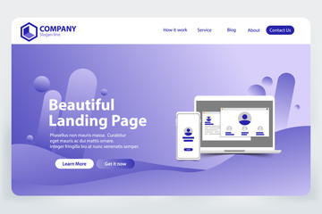 beautiful Landing Page website Template Design concept vector