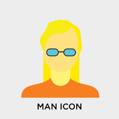 Man icon vector sign and symbol isolated on white background, Man logo concept