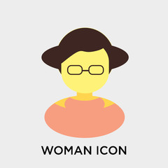 Woman icon vector sign and symbol isolated on white background, Woman logo concept