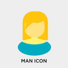Man icon vector sign and symbol isolated on white background, Man logo concept