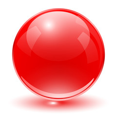 Glass sphere, red vector ball.

