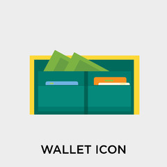 Wallet icon vector sign and symbol isolated on white background, Wallet logo concept